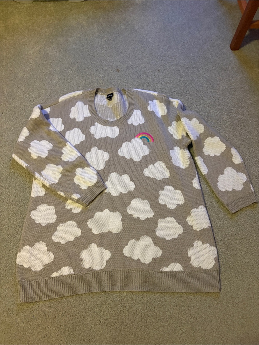 torrid Gray Cloud Sweater with Rainbow Accent